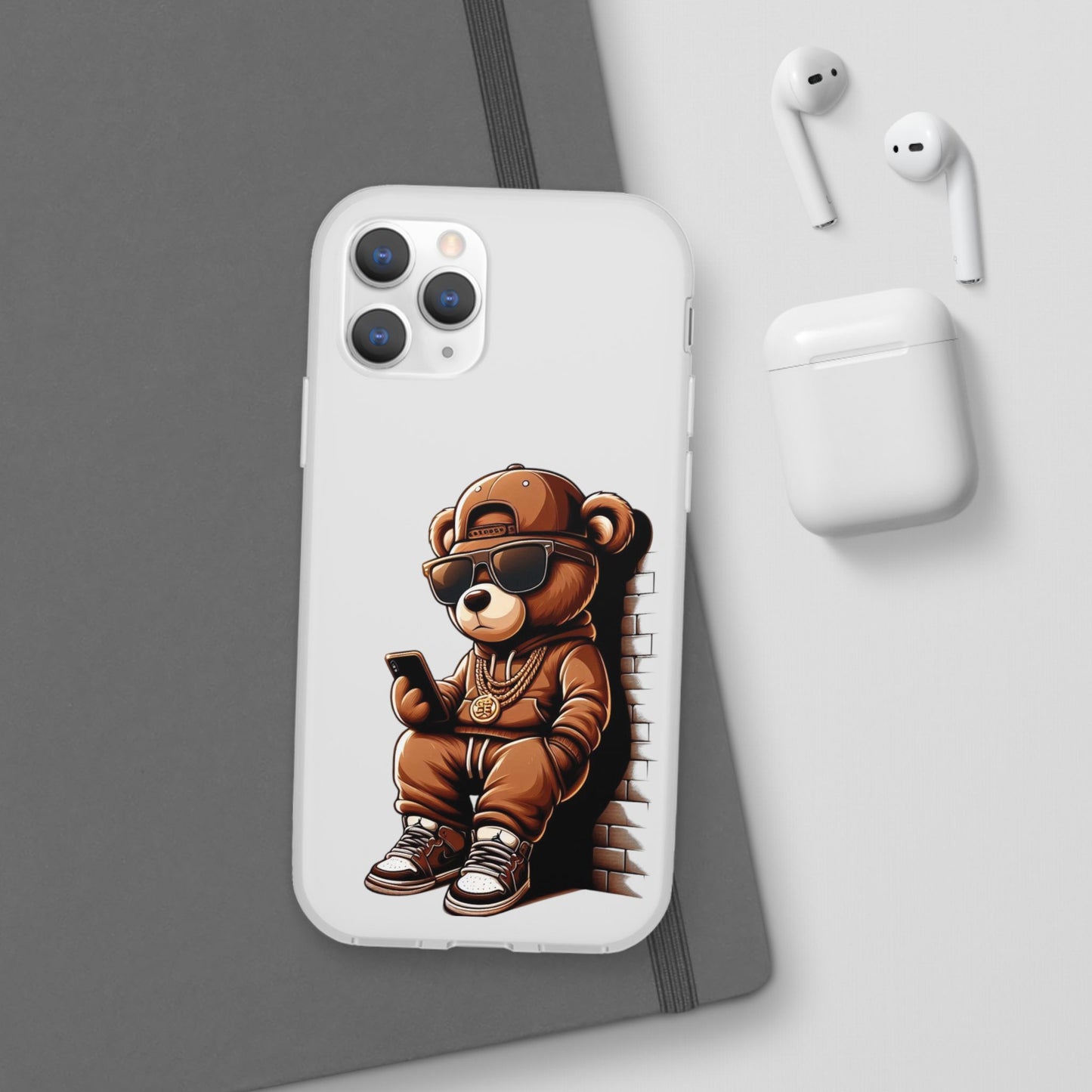 Clear Flexi Case with TeddyBear texting