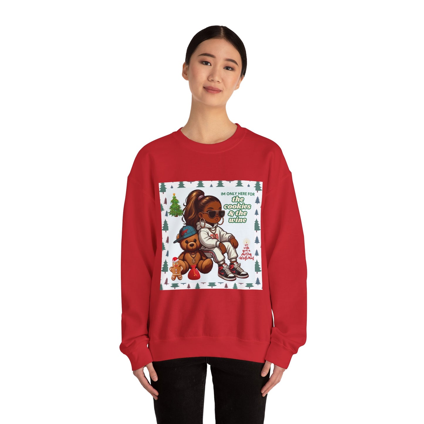 Woman's Christmas Sweatshirt - 'I Only Came For The Cookies & The Wine''