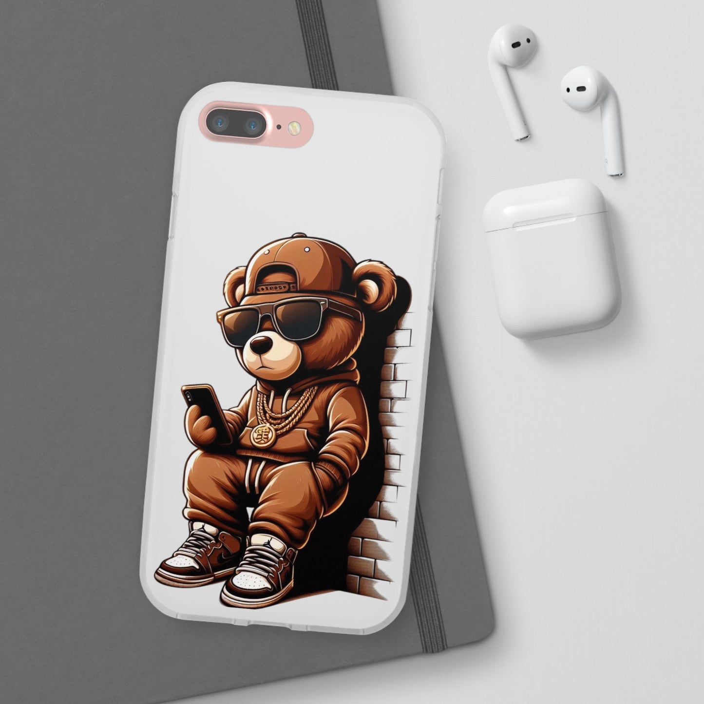 Clear Flexi Case with TeddyBear texting