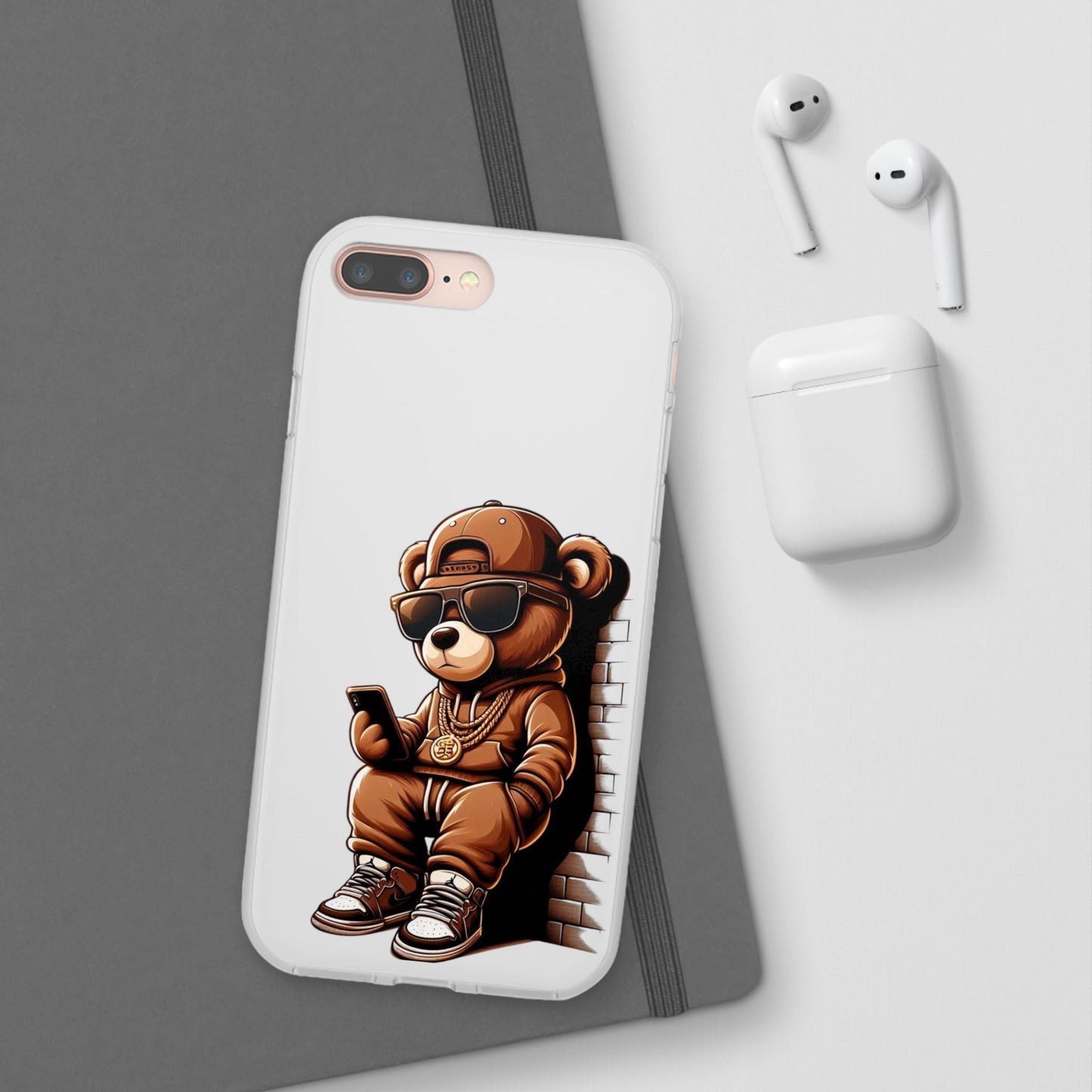 Clear Flexi Case with TeddyBear texting