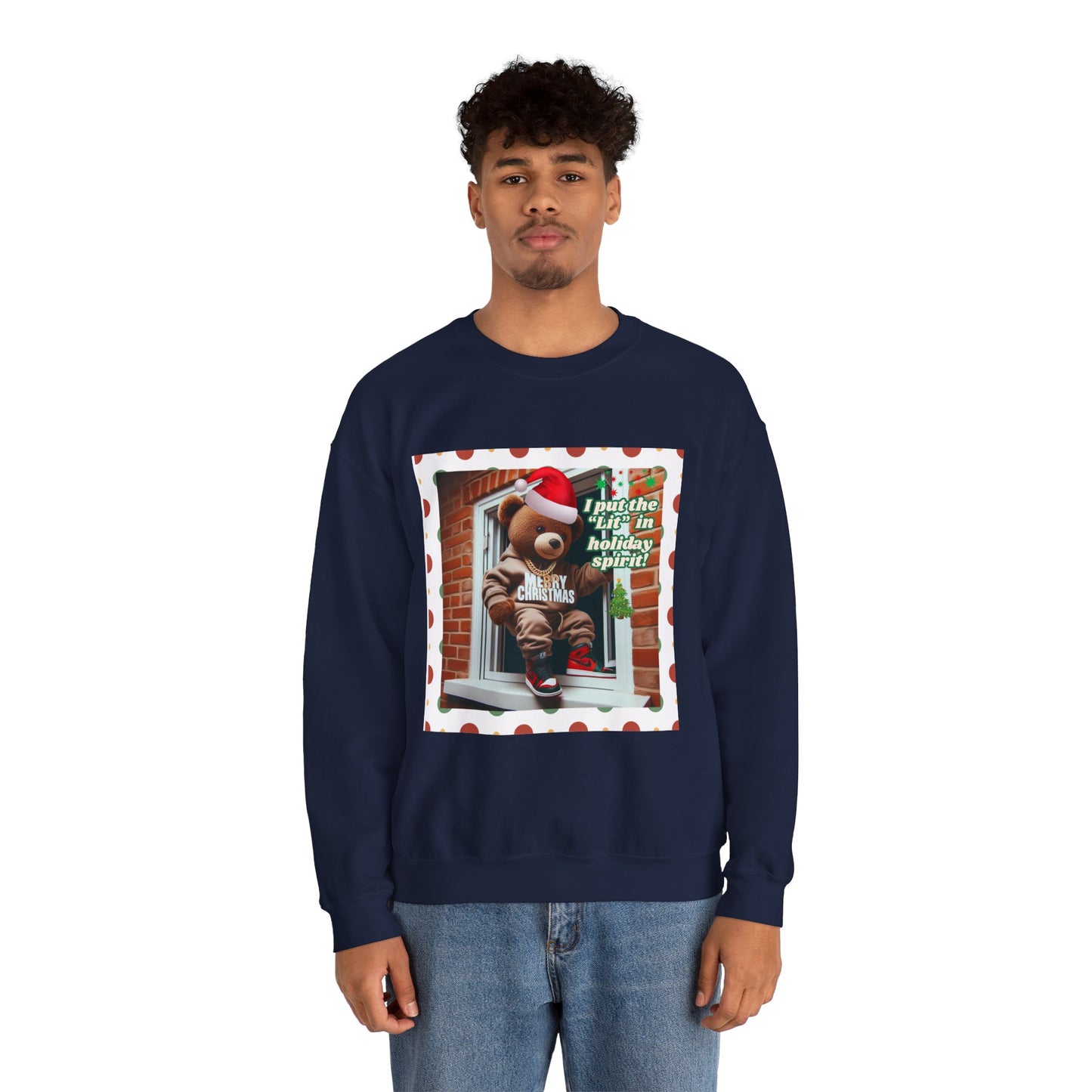 Men's Christmas Unisex Sweatshirt - 'I Put the "Lit" in Holiday Spirit'