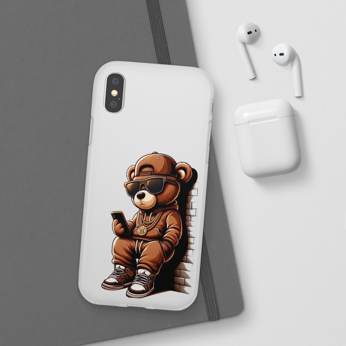 Clear Flexi Case with TeddyBear texting