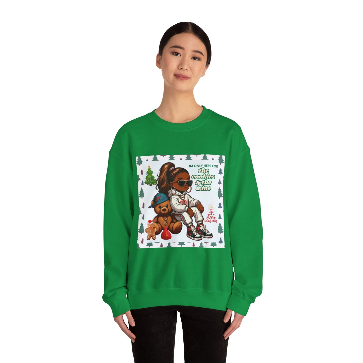 Woman's Christmas Sweatshirt - 'I Only Came For The Cookies & The Wine''