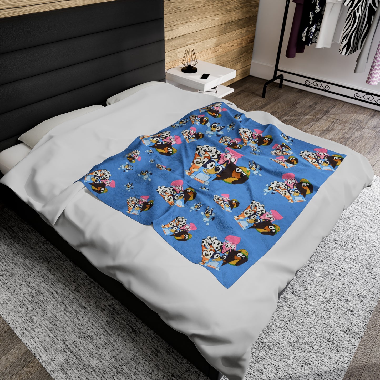 Plush Blanket with Bluey Cartoon Character