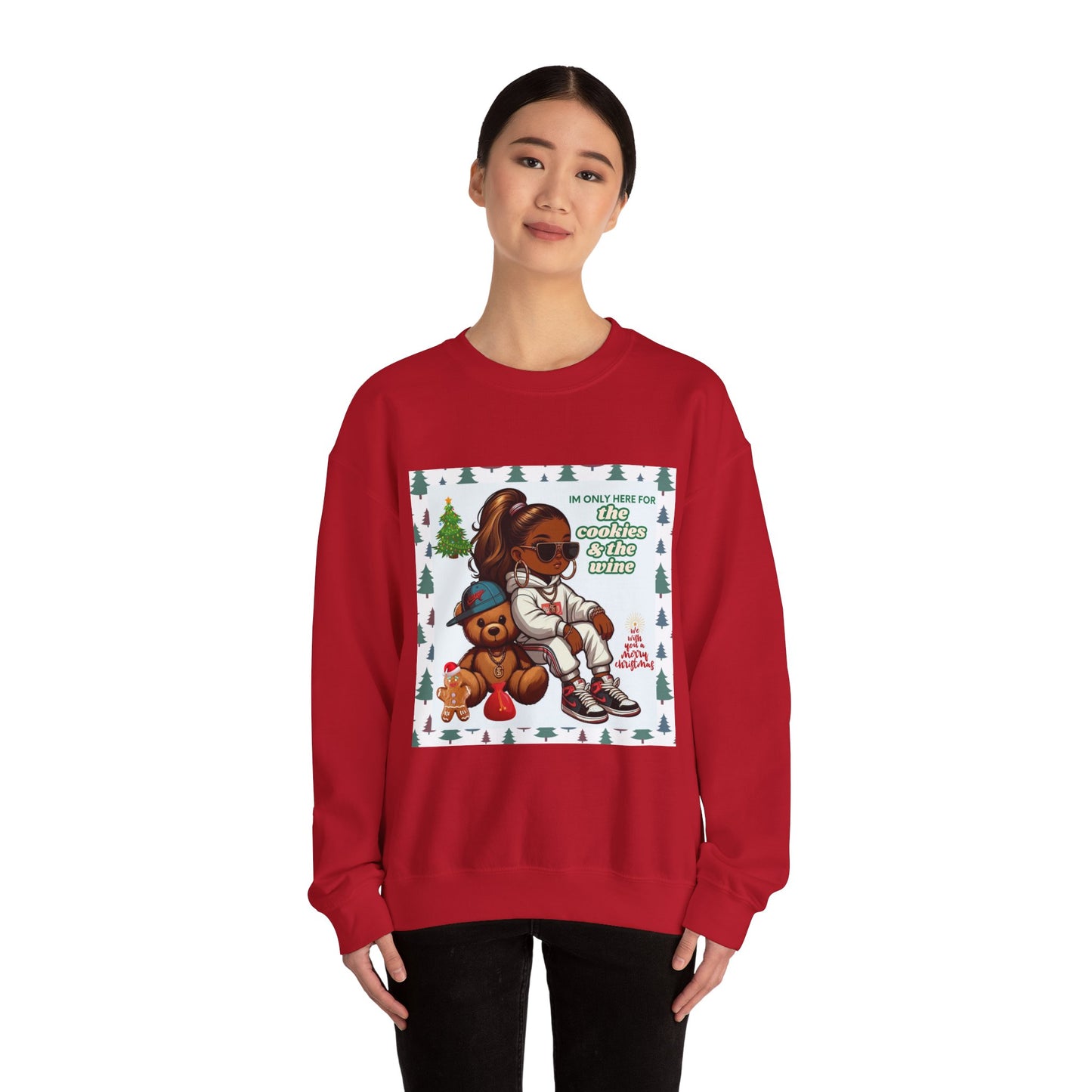 Woman's Christmas Sweatshirt - 'I Only Came For The Cookies & The Wine''