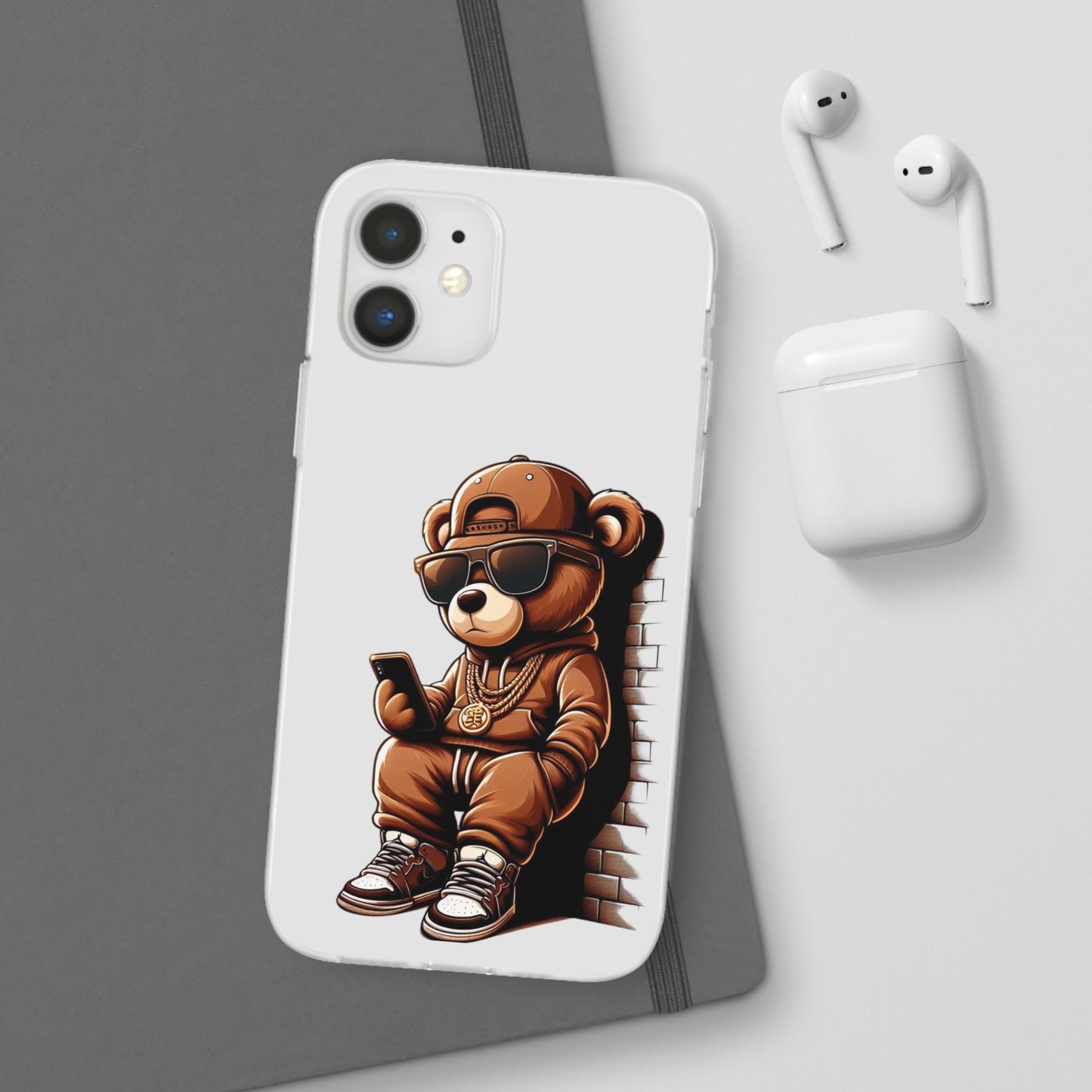 Clear Flexi Case with TeddyBear texting