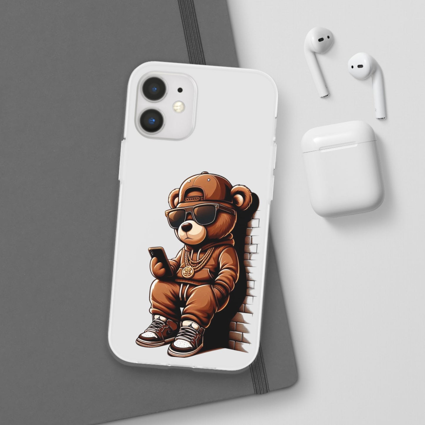 Clear Flexi Case with TeddyBear texting