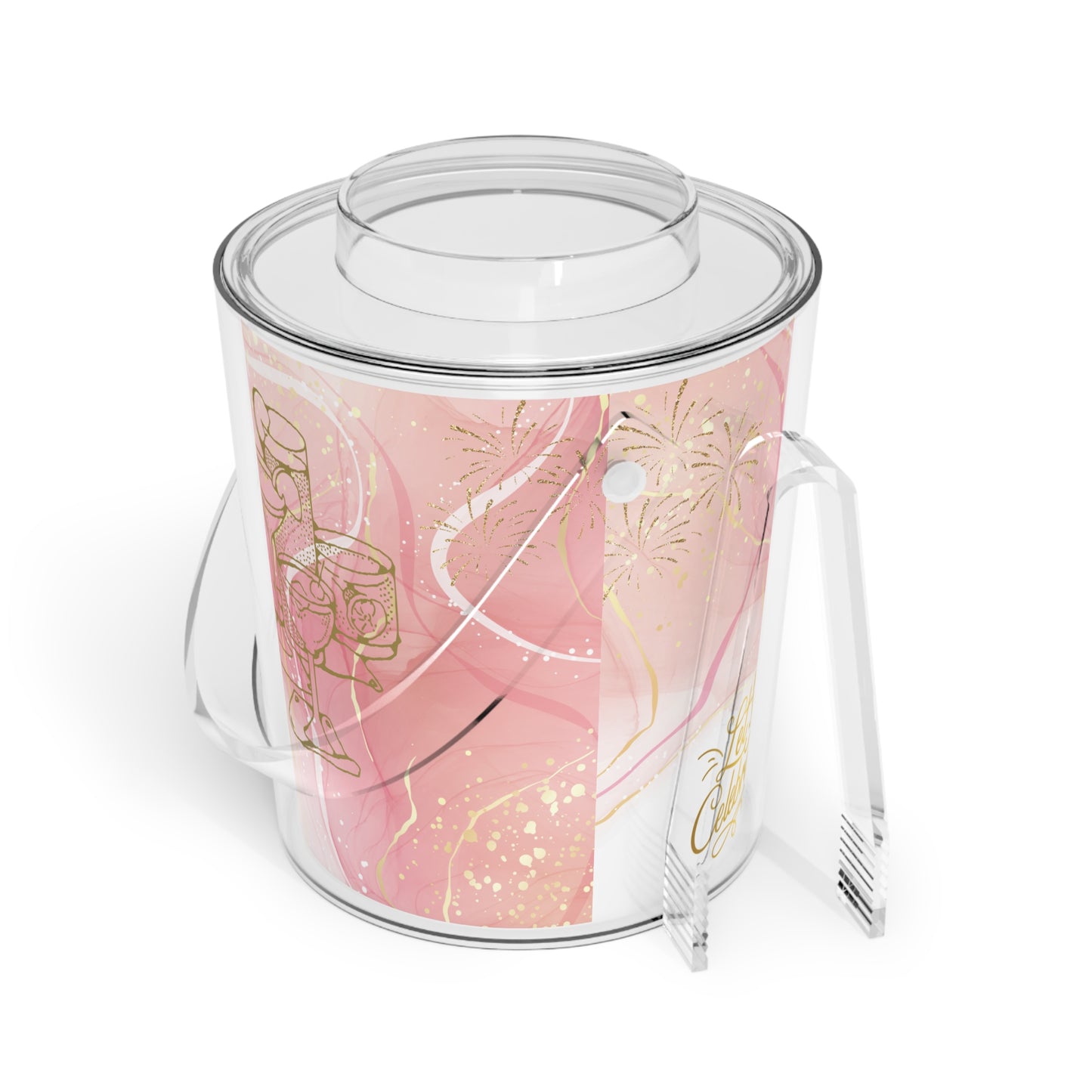 Reuseable "Pink" Party Ice Bucket with Tongs