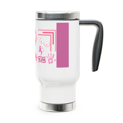 Breast Cancer Awareness- Stainless Steel Travel Mug with Handle, 14oz