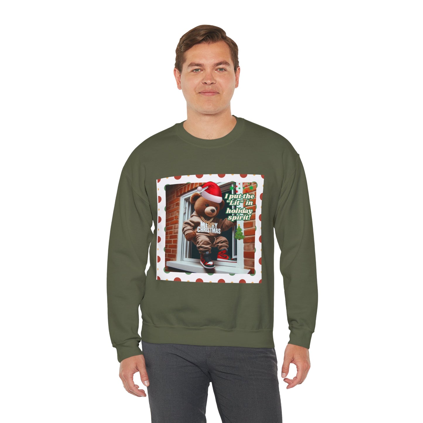 Men's Christmas Unisex Sweatshirt - 'I Put the "Lit" in Holiday Spirit'