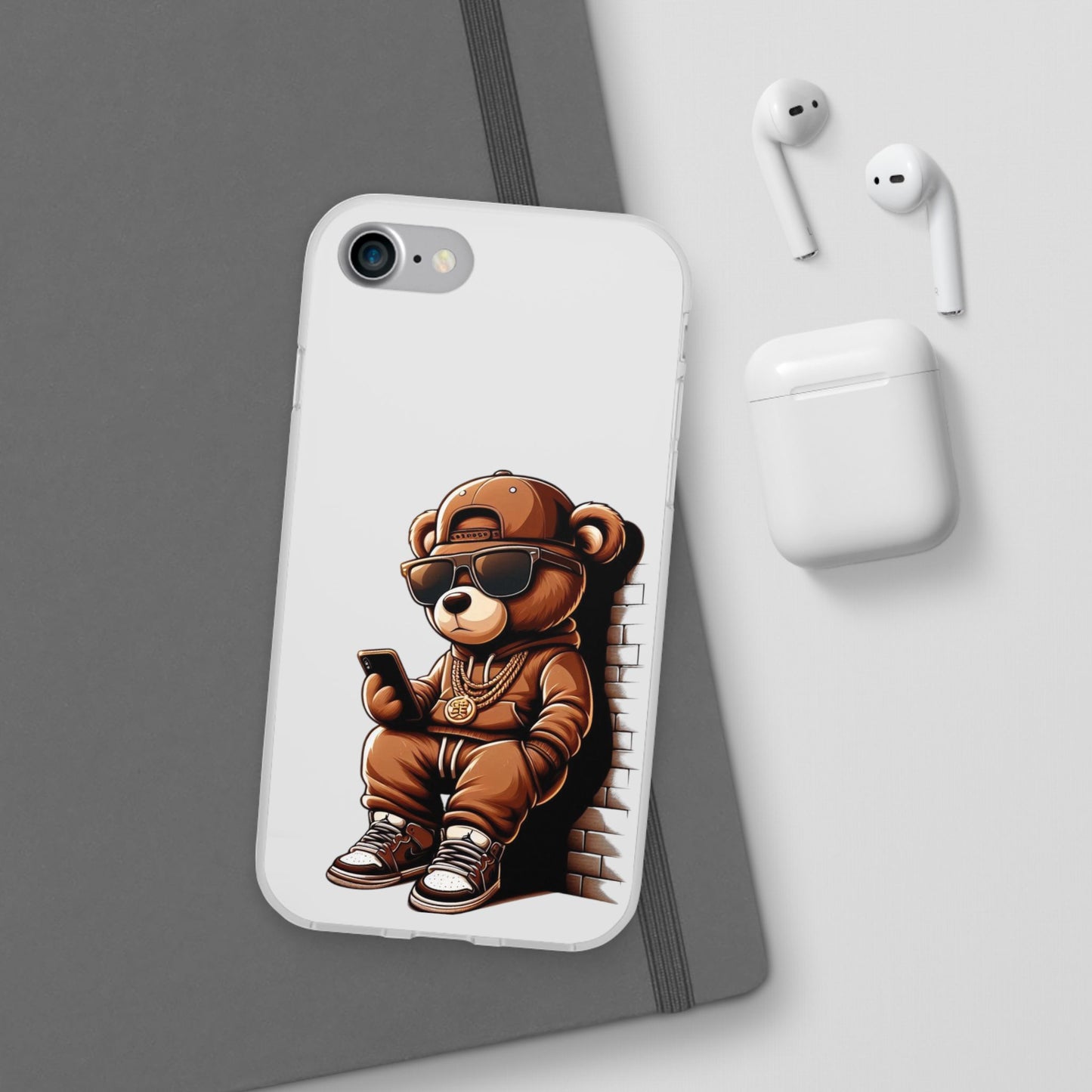 Clear Flexi Case with TeddyBear texting