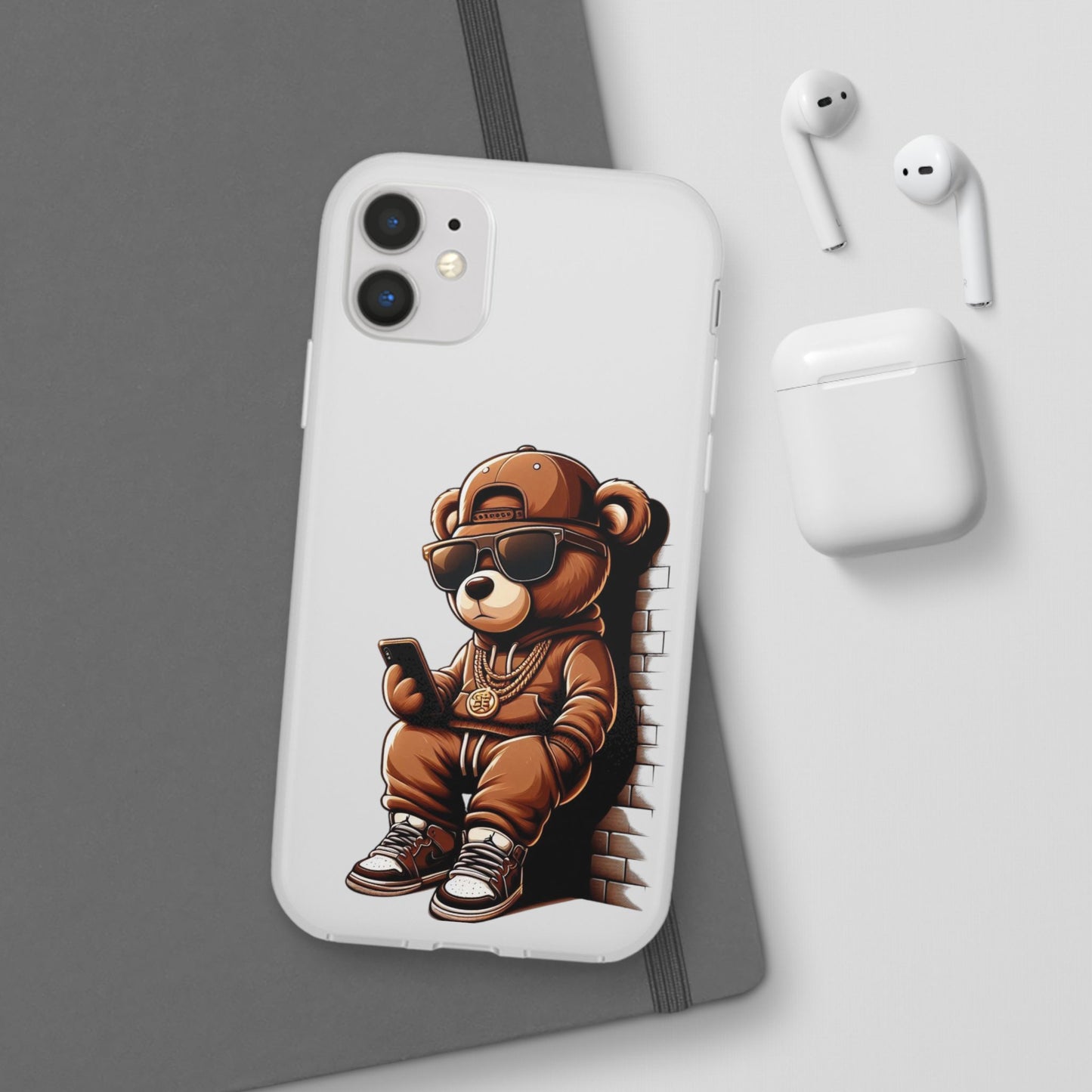 Clear Flexi Case with TeddyBear texting