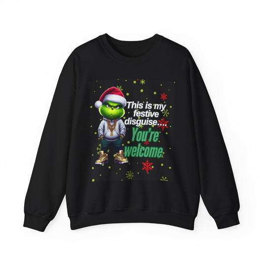 “This is my festive disguise, You’re Welcome” - Unisex Heavy Blend™ Crewneck Sweatshirt