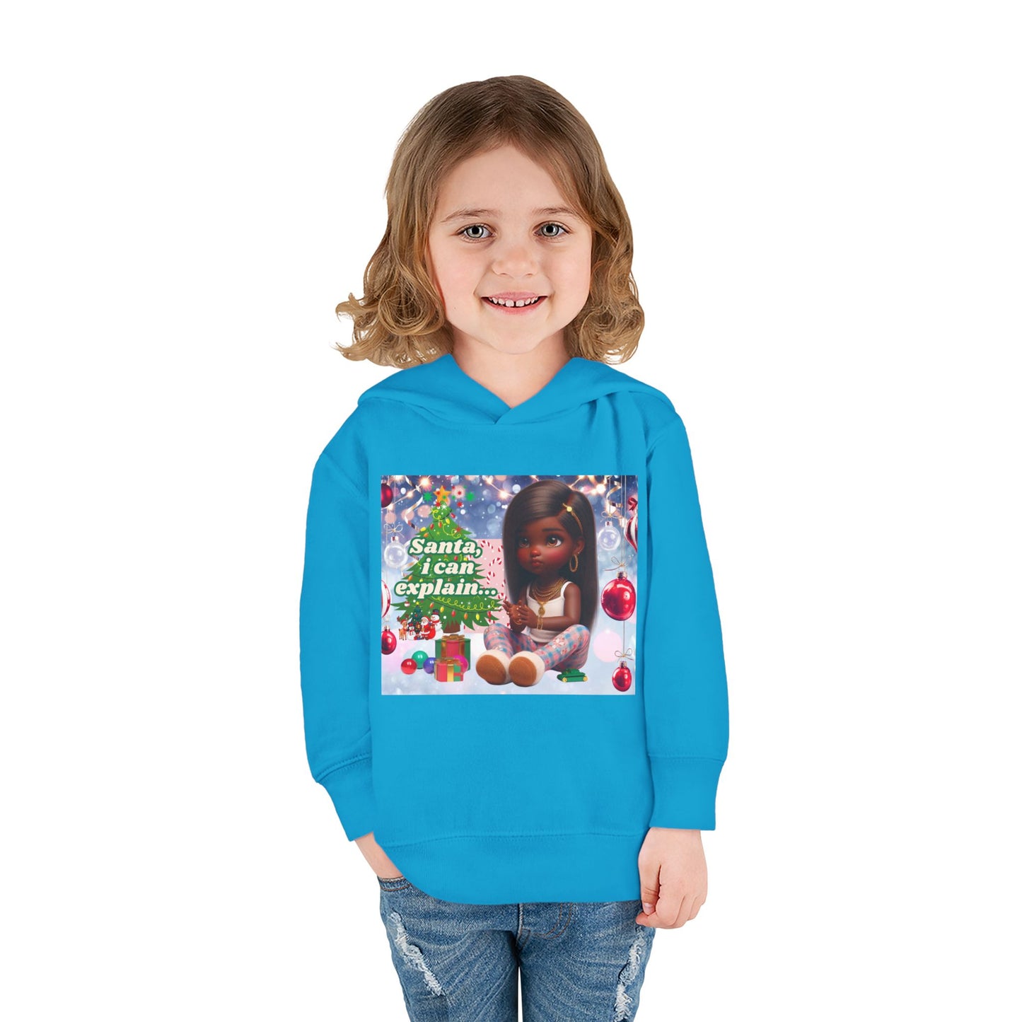 Toddler Girls Pullover Fleece Hoodie - "Santa, I Can Explain"