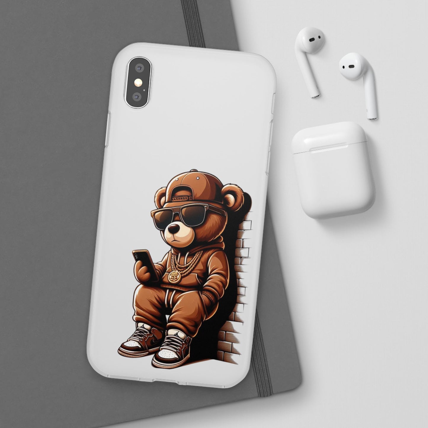 Clear Flexi Case with TeddyBear texting