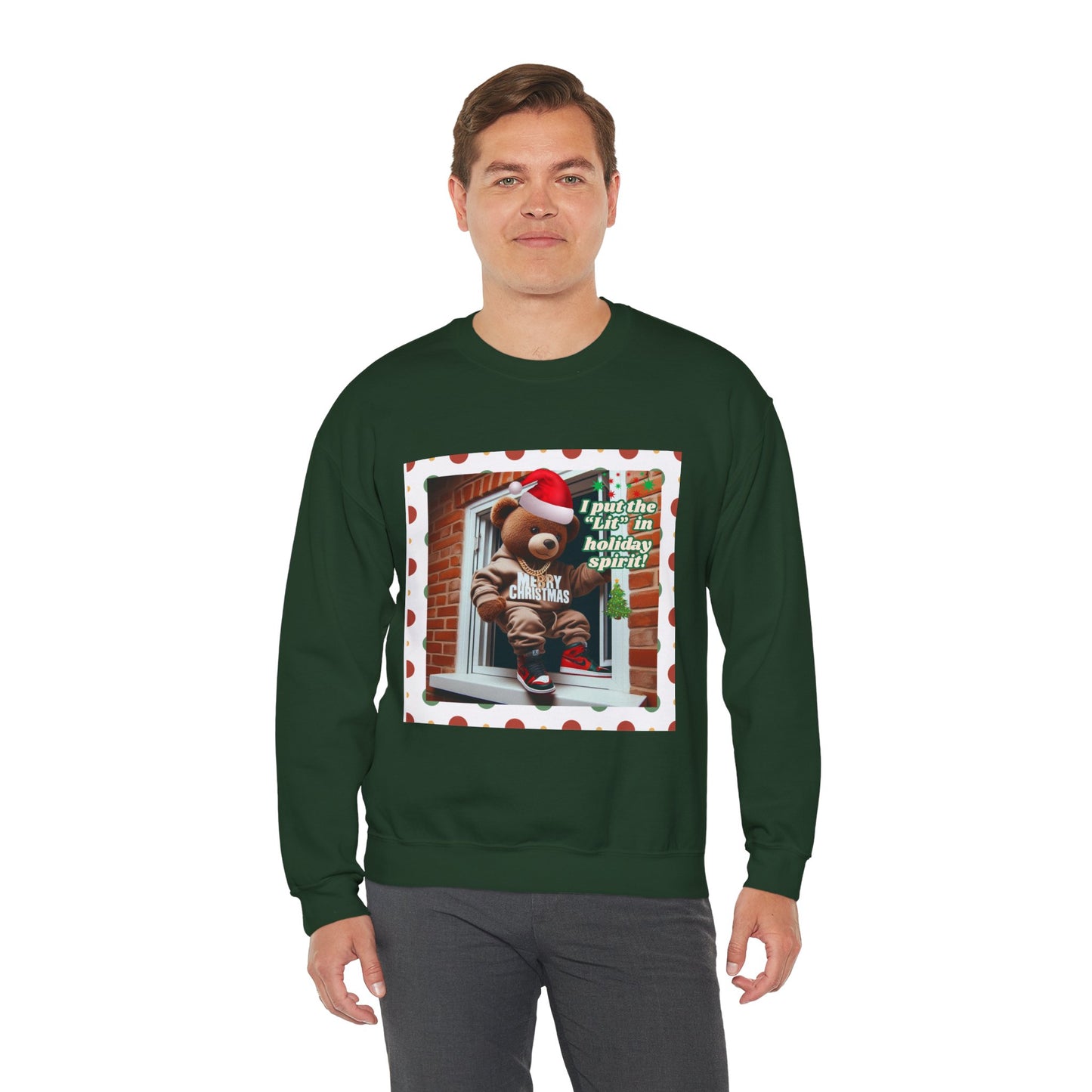 Men's Christmas Unisex Sweatshirt - 'I Put the "Lit" in Holiday Spirit'