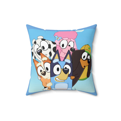 Bluey Cartoon character- Square Pillow Cover (Pillow included)