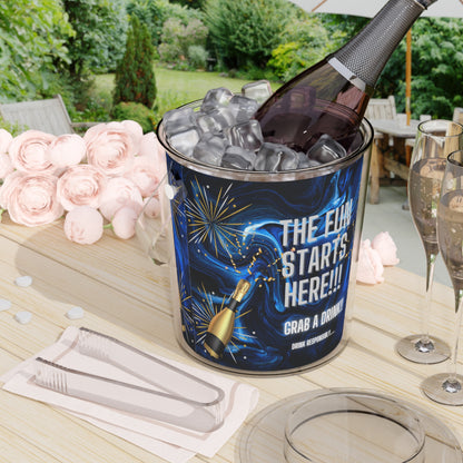 Reusable "Blue" Party Ice Bucket with Tongs