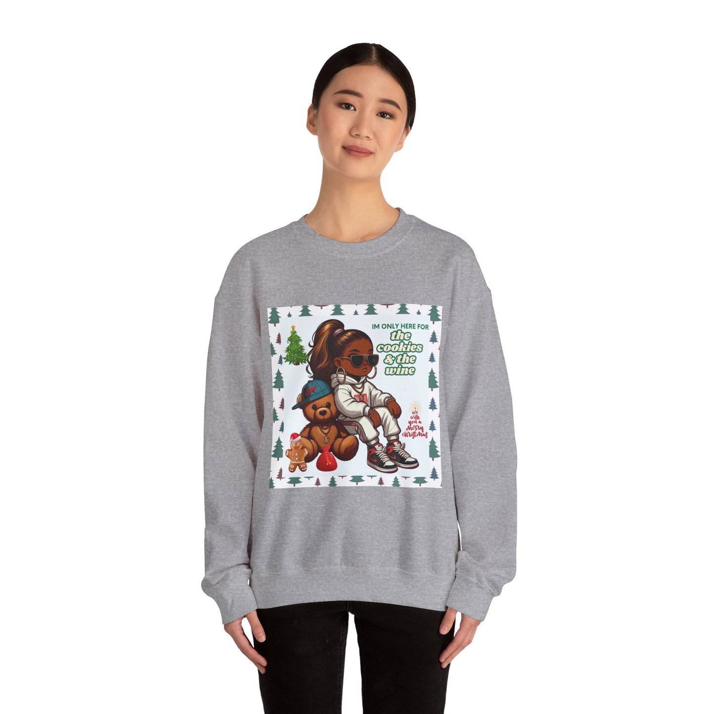 Woman's Christmas Sweatshirt - 'I Only Came For The Cookies & The Wine''