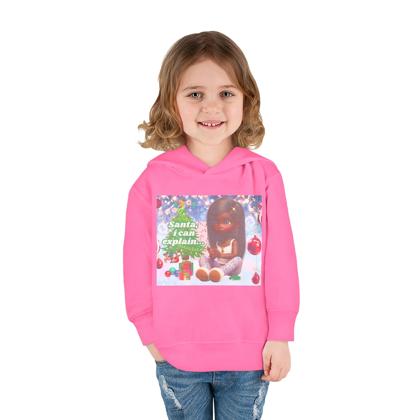 Toddler Girls Pullover Fleece Hoodie - "Santa, I Can Explain"