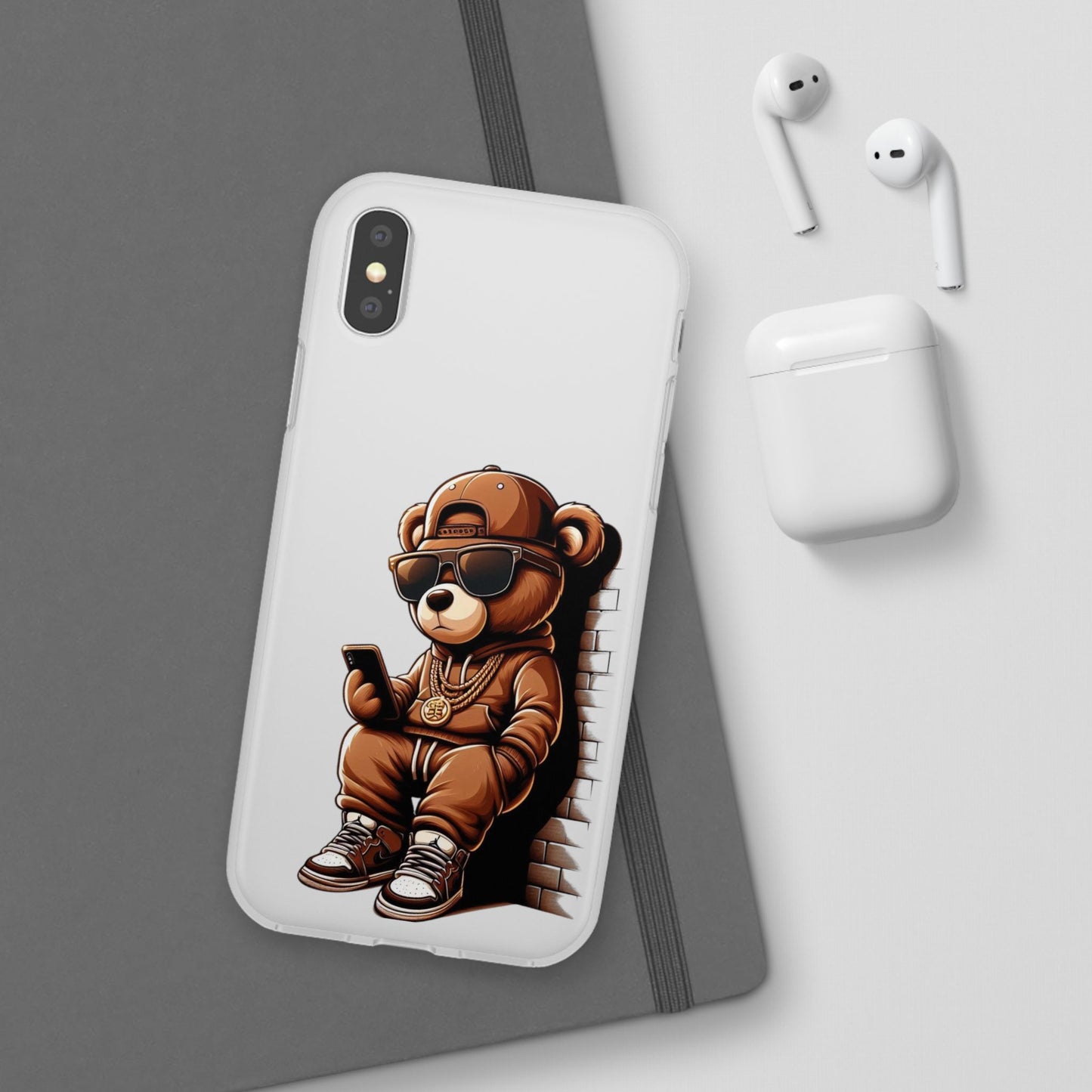 Clear Flexi Case with TeddyBear texting