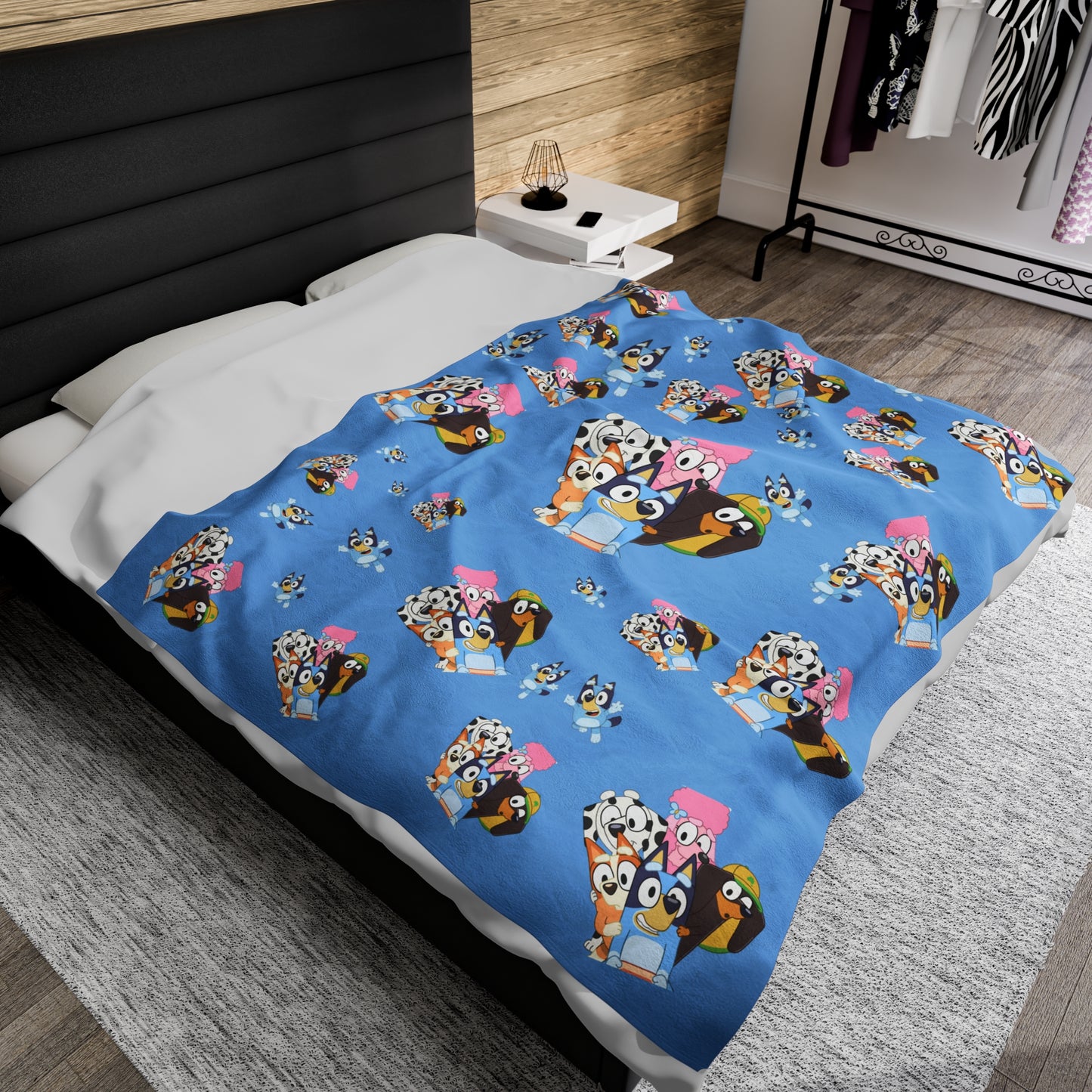 Plush Blanket with Bluey Cartoon Character