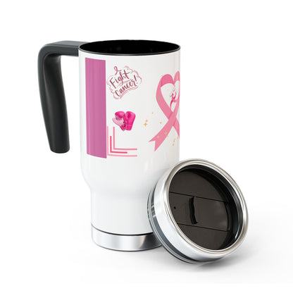 Breast Cancer Awareness- Stainless Steel Travel Mug with Handle, 14oz