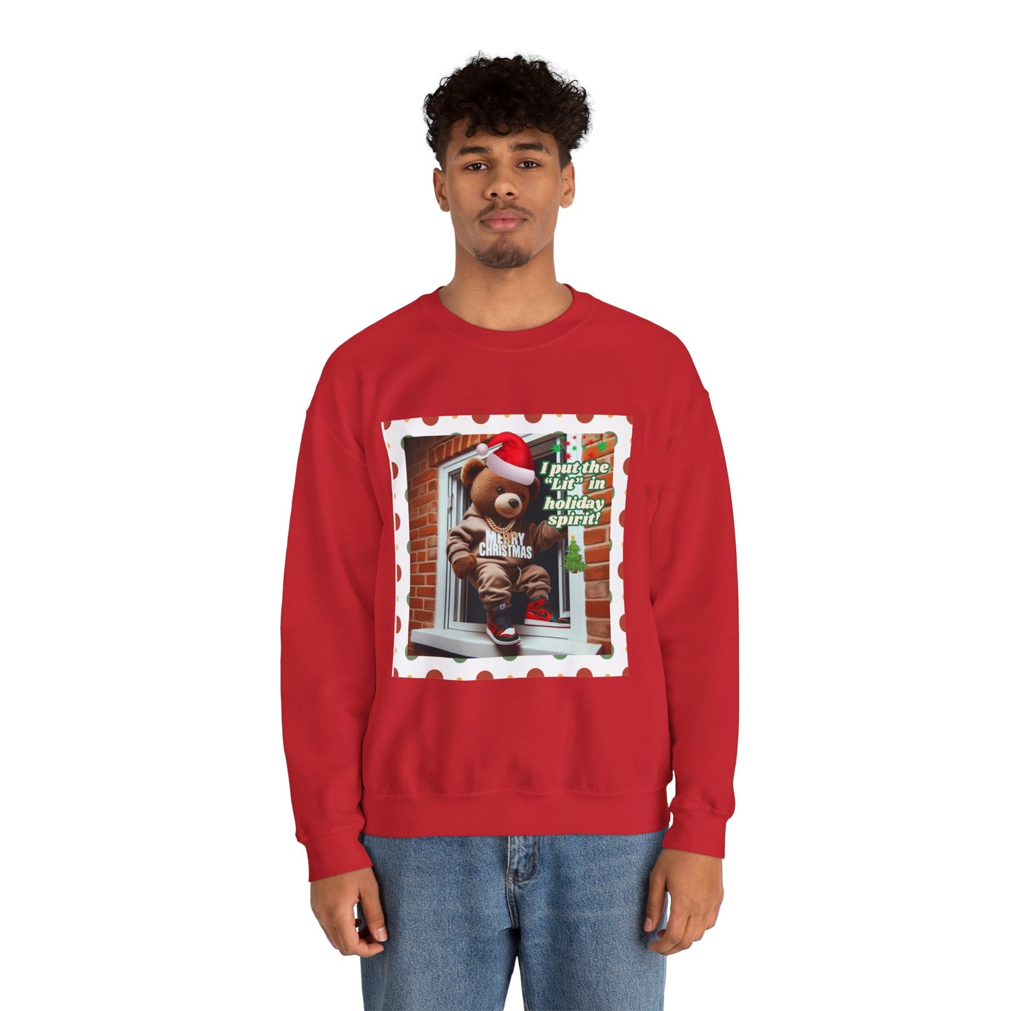 Men's Christmas Unisex Sweatshirt - 'I Put the "Lit" in Holiday Spirit'