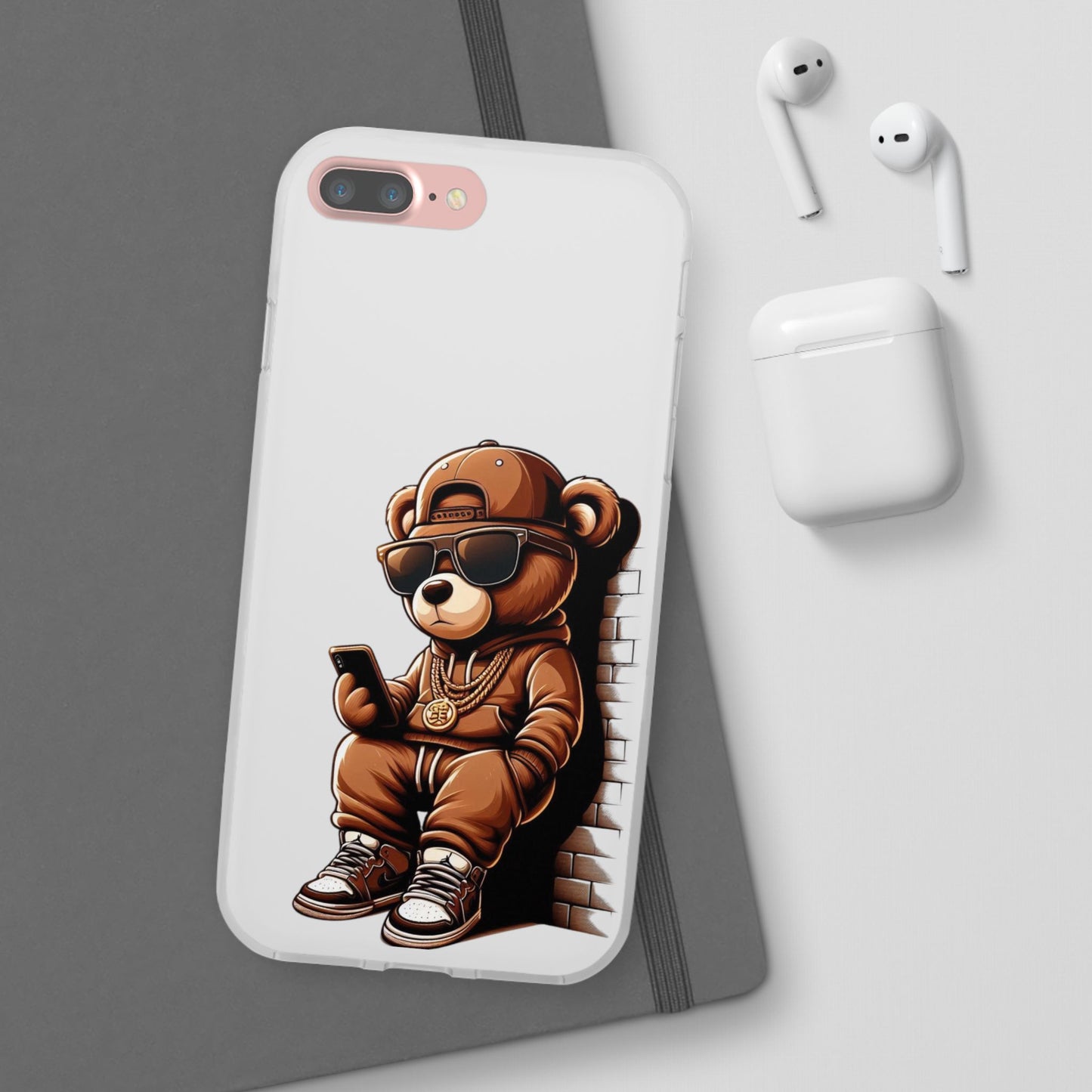 Clear Flexi Case with TeddyBear texting