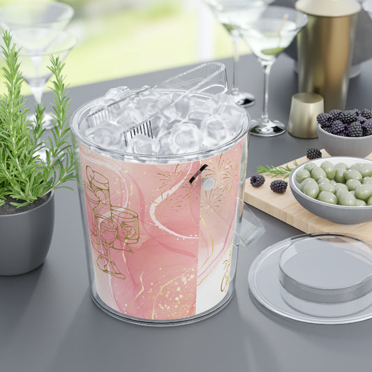 Reuseable "Pink" Party Ice Bucket with Tongs