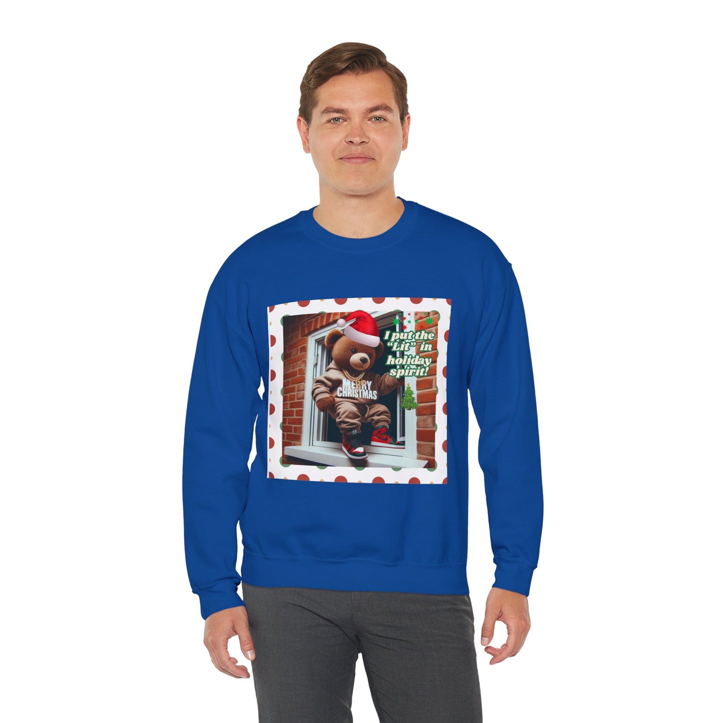 Men's Christmas Unisex Sweatshirt - 'I Put the "Lit" in Holiday Spirit'