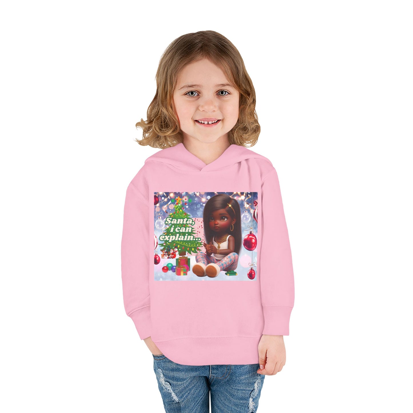 Toddler Girls Pullover Fleece Hoodie - "Santa, I Can Explain"