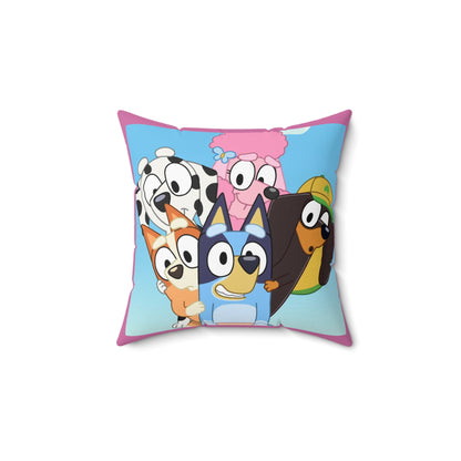 Bluey Cartoon character- Square Pillow Cover (Pillow included)