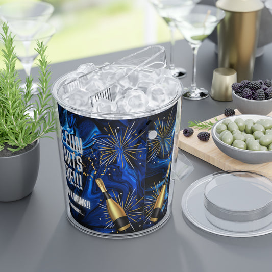 Reusable "Blue" Party Ice Bucket with Tongs