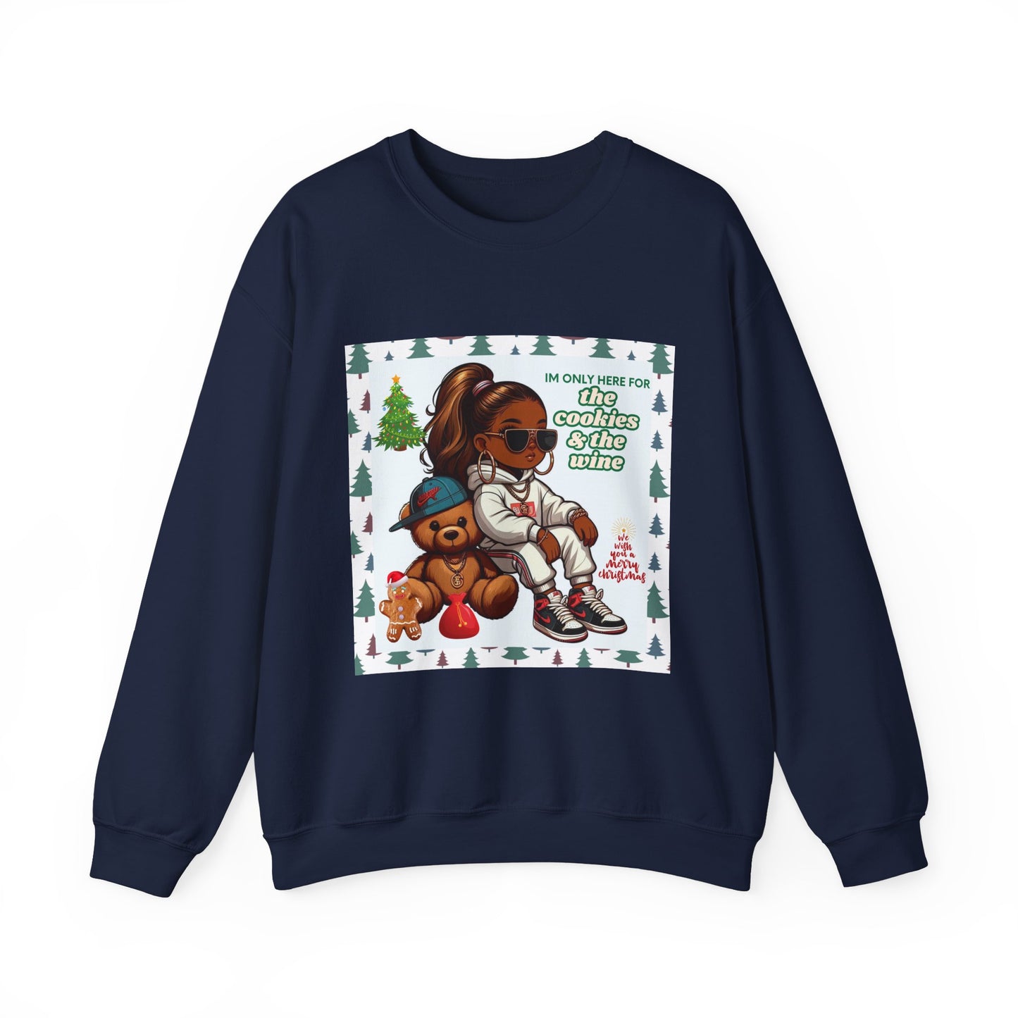 Woman's Christmas Sweatshirt - 'I Only Came For The Cookies & The Wine''