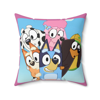 Bluey Cartoon character- Square Pillow Cover (Pillow included)