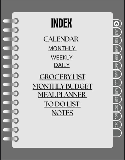 Gray, Black & White Digital Planner